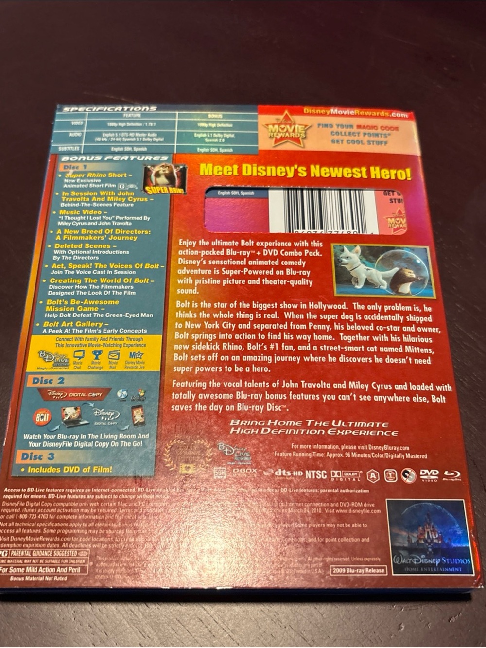 Disney Bolt Blu-ray + DVD with Slipcover - Picture 4 of 5